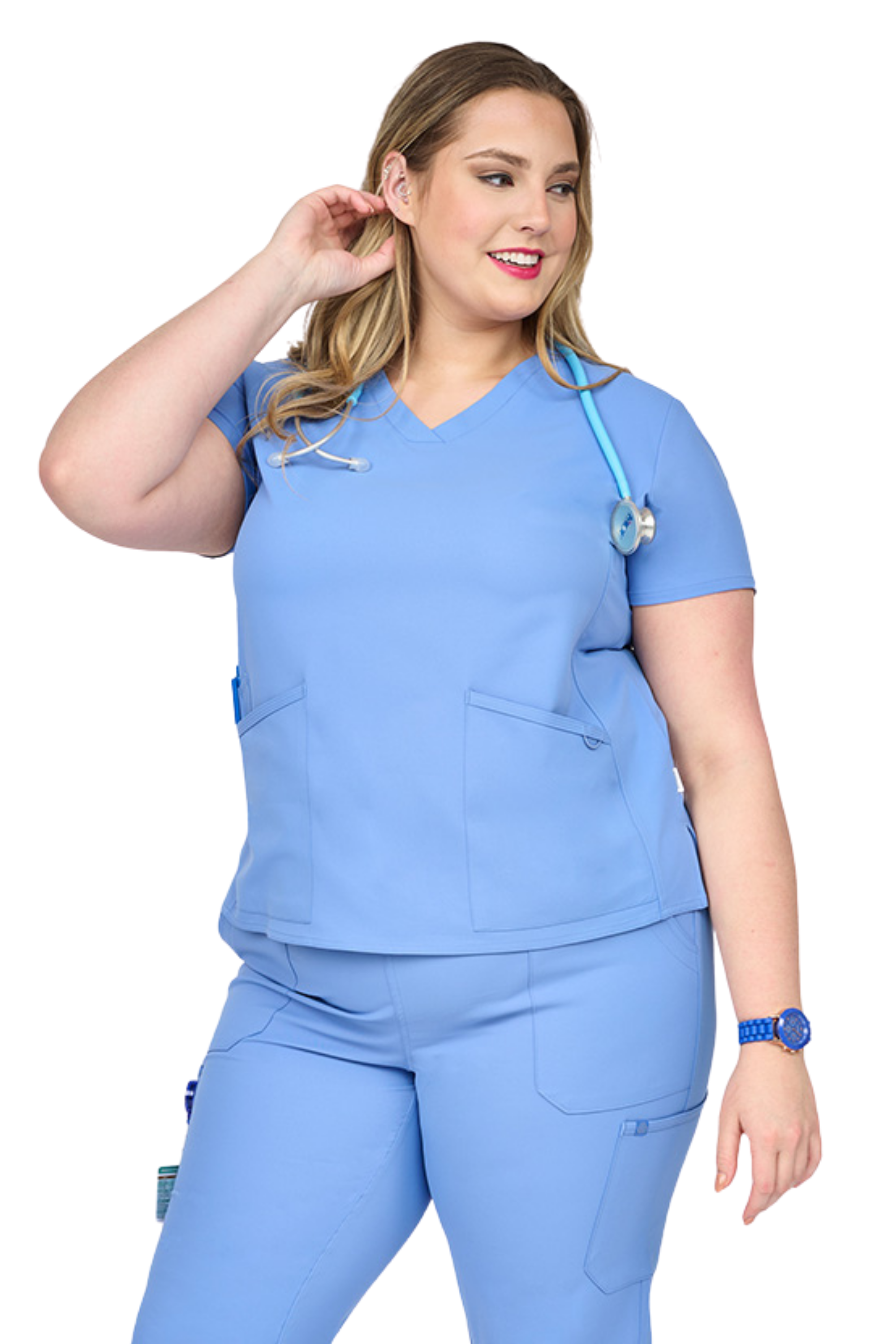 POLERA CLINICA MUJER STUDIO 1165 CELESTE