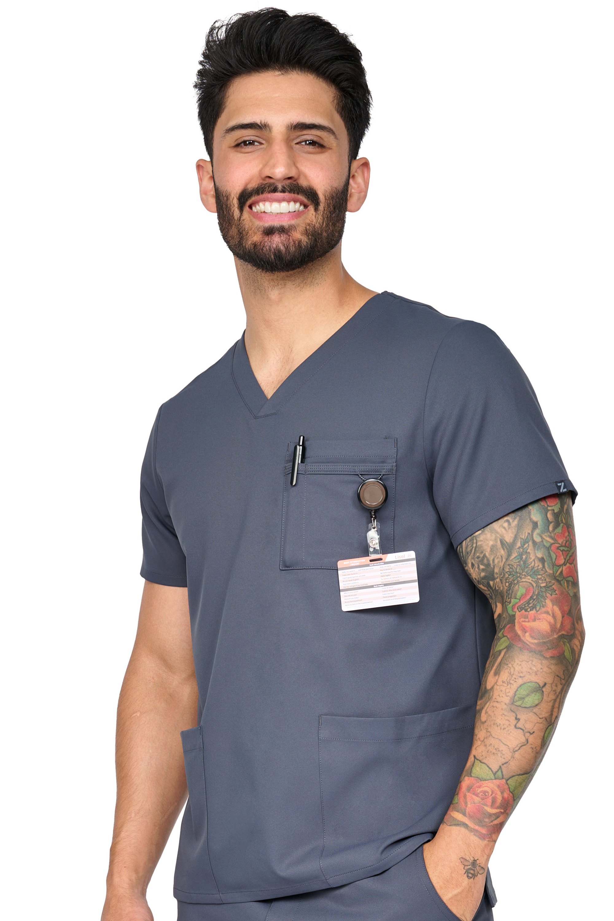 POLERA CLINICA HOMBRE STUDIO 1195 GRIS OSCURO