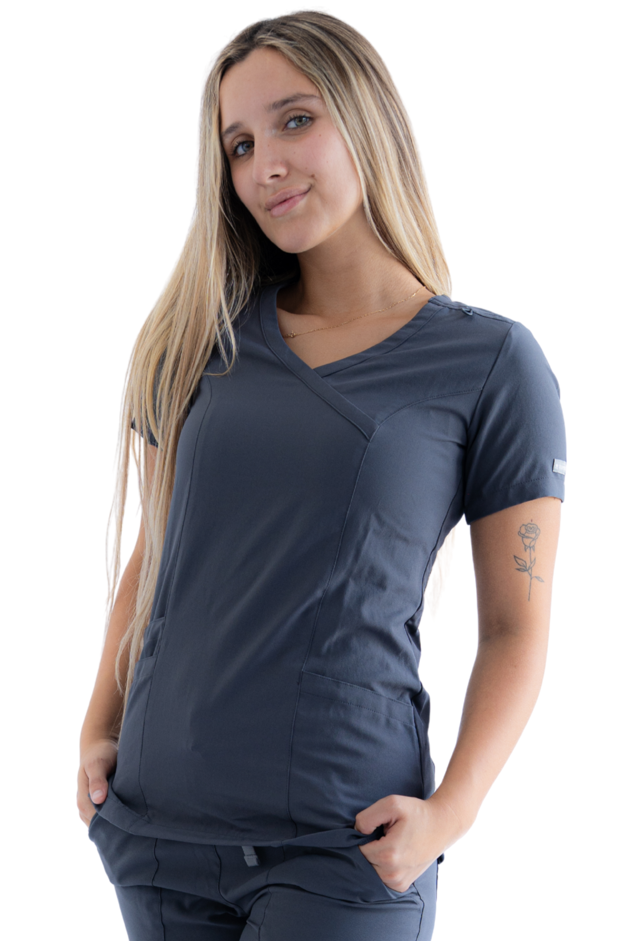 POLERA CLINICA MUJER MOMENTUM 5002 GRIS OSCURO